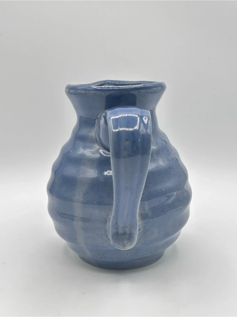 Nantucket Blue Ribbed Beehive Pitcher Medium Sized 6.5”